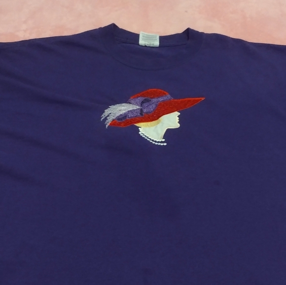 Bundle 2 Tops Women Red Hat Society Purple TShirt Breckenridge Parrot Embroidery - Picture 4 of 6